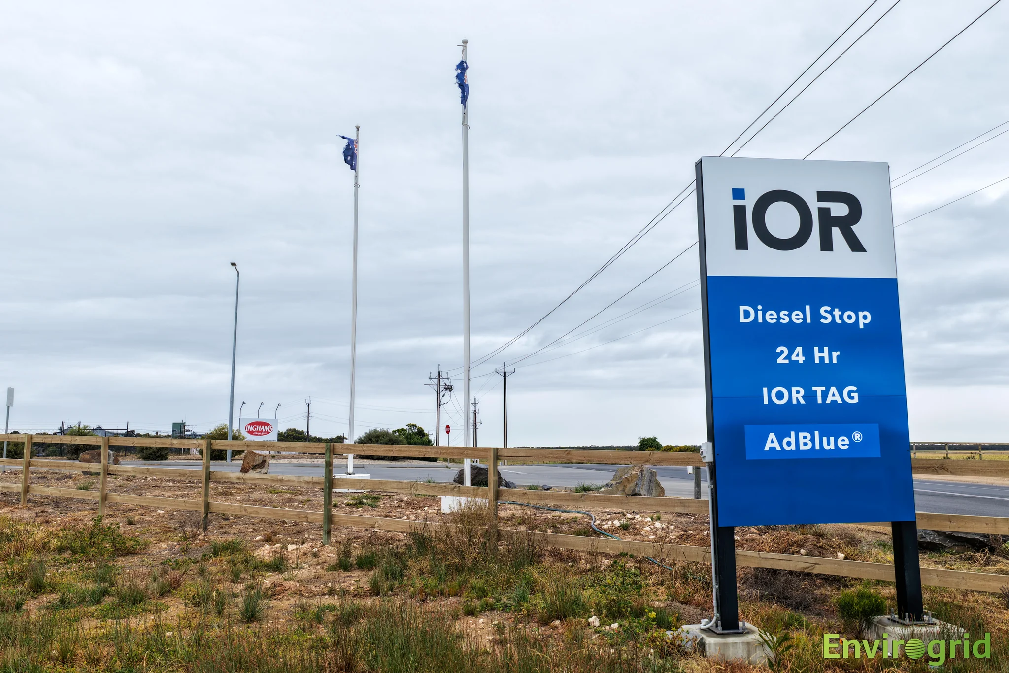 IOR diesel stop sign beside Flagstaff Road.